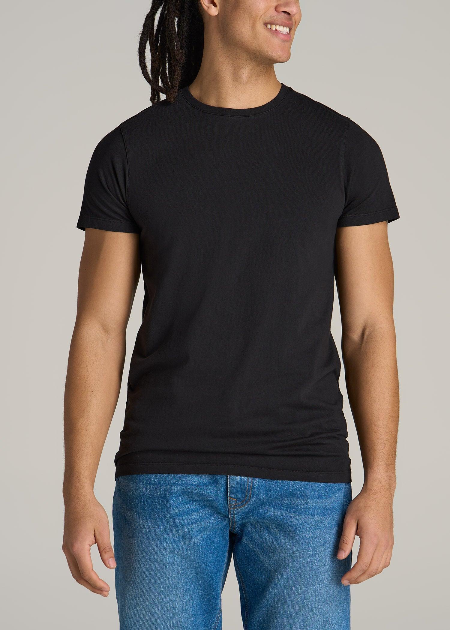 MODERN-FIT Garment Dyed Cotton Men's Tall T-Shirt in Black Male Product Image