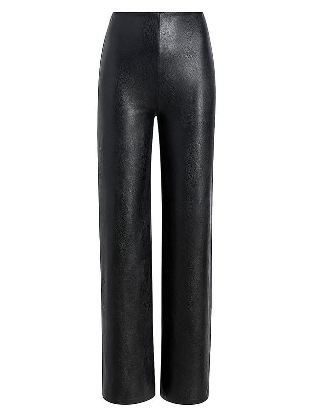 Womens Faux-Leather Wide-Leg Pants Product Image