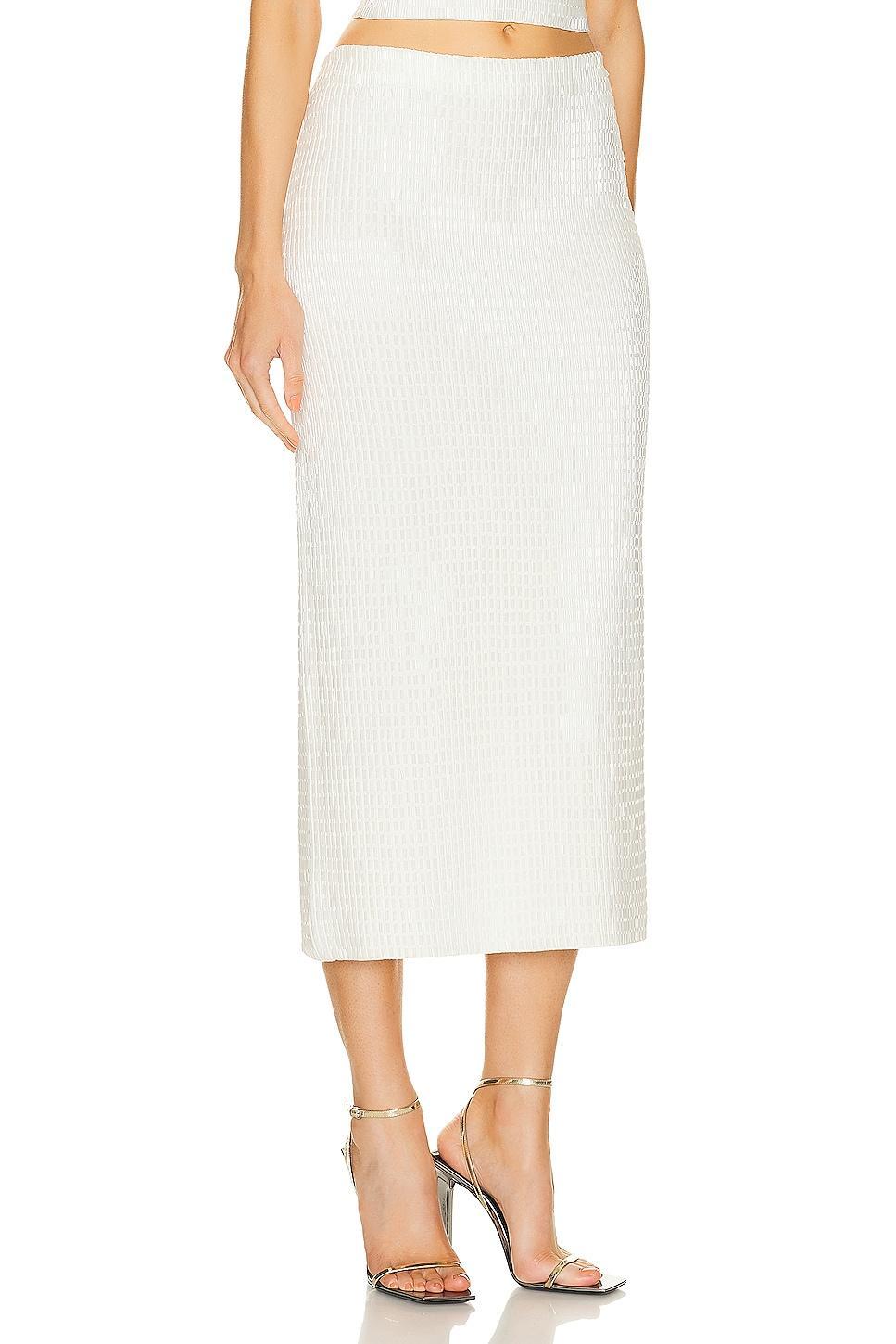 SIMKHAI Ellison Midi Skirt Ivory. (also in L, S, XS). Product Image