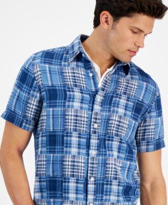 Sun + Stone Mens Baldwin Regular-Fit Patchwork Plaid Button-Down Shirt, Created for Macys Product Image