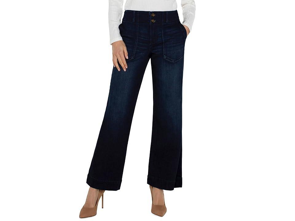 Liverpool Los Angeles Patch Pocket Mid-Rise Wide Leg Stretch Denim (Summit Lake) Women's Jeans Product Image