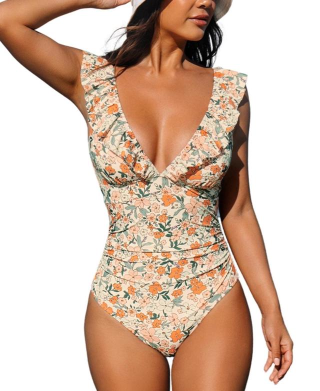 Cupshe Womens Ruffled Lace Up One Piece Swimsuit Product Image