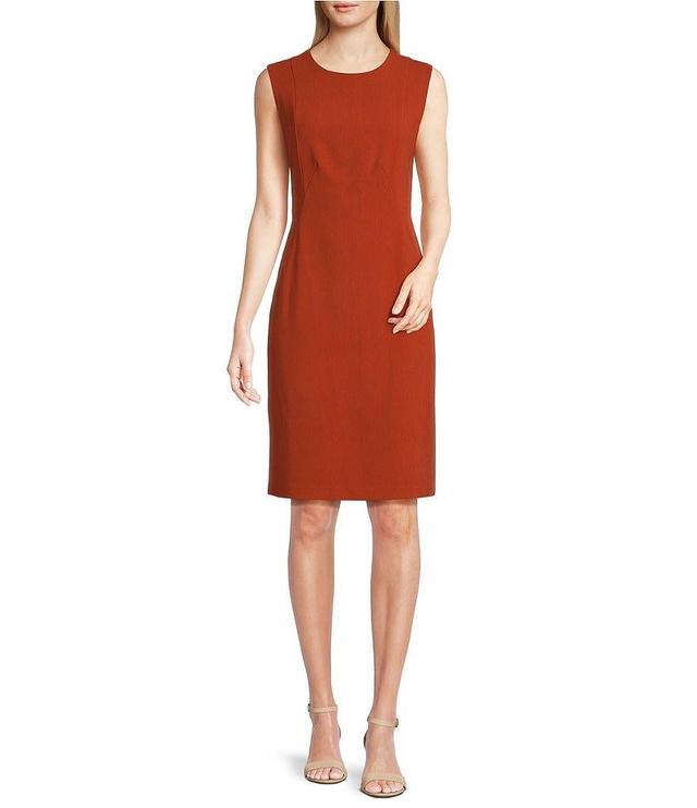 Donna Karan Sleeveless Crew Neck Sheath Dress Product Image