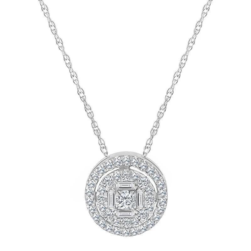 Celebration Gems 14k Gold 1/4 Carat T.W. Diamond Round Cluster Pendant Necklace, Womens 14k White Gold Product Image