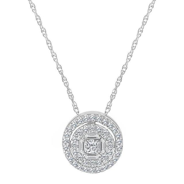 14k Gold 1/4 Carat T.W. Diamond Round Cluster Pendant Necklace, Womens, Size: 18, White Product Image