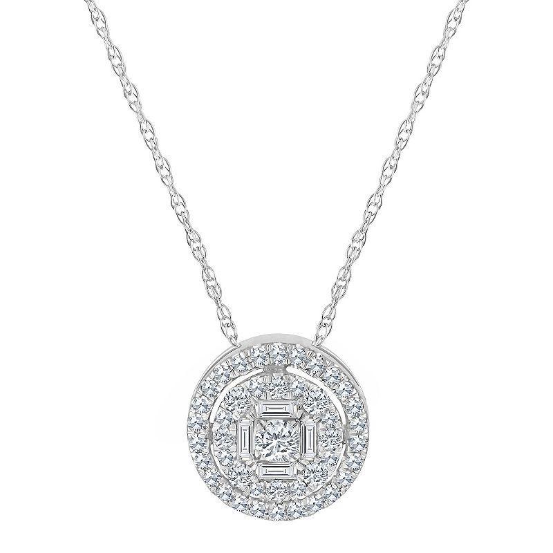 Celebration Gems 14k Gold 1/4 Carat T.W. Diamond Round Cluster Pendant Necklace, Womens 14k White Gold Product Image