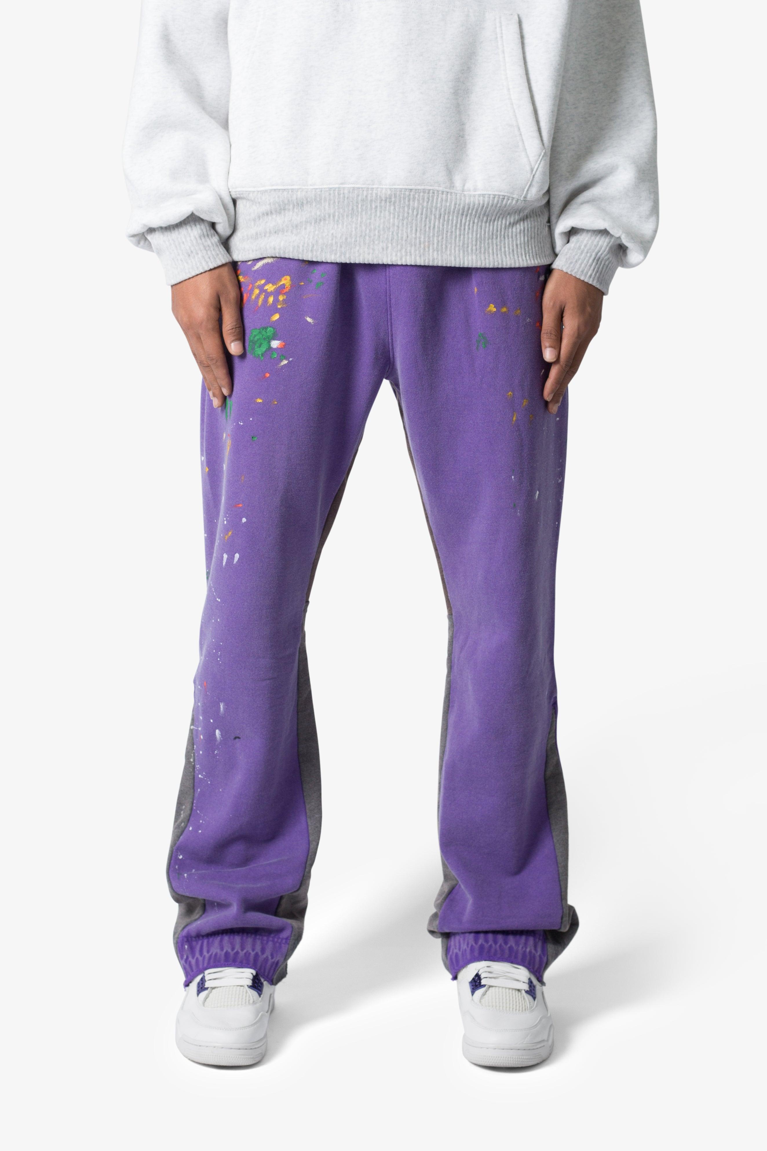 Contrast Bootcut Sweatpants - Purple Product Image