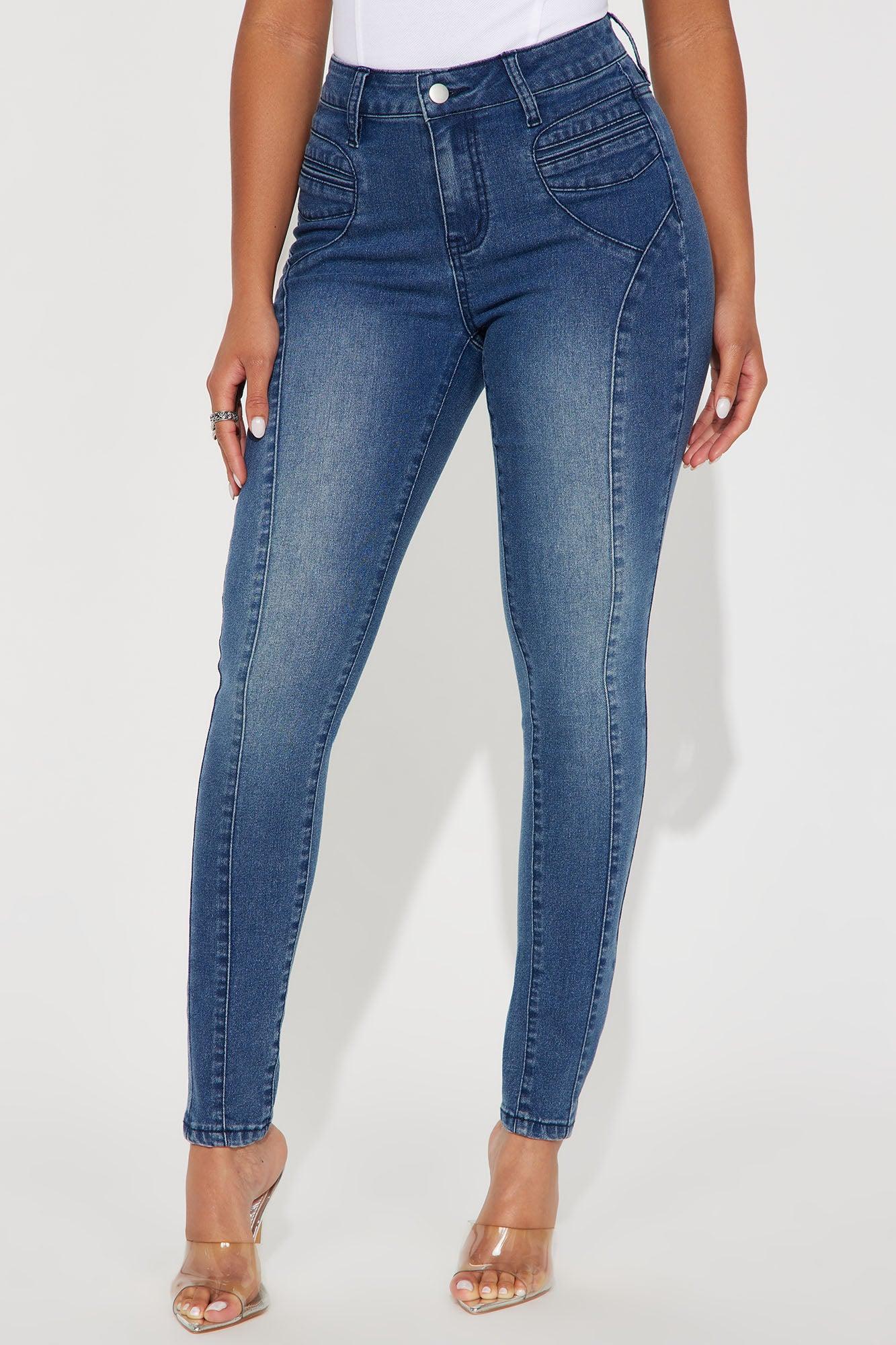 Putting You On Stretch Moto Skinny Jeans - Medium Wash Product Image