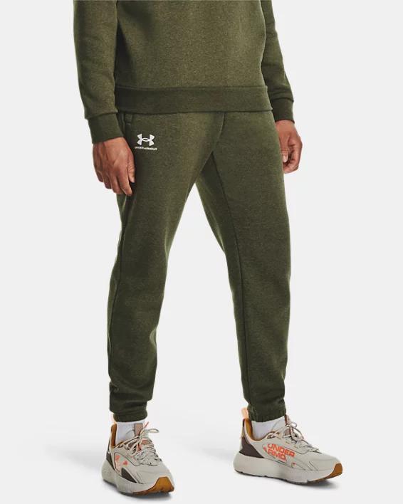 Under Armour Mens Under Armour Essential Fleece Joggers - Mens Marine Od Green/White Product Image