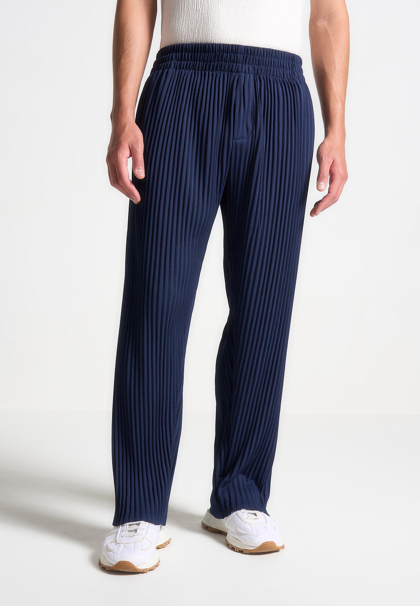 Pleated Trousers - Navy Male Product Image