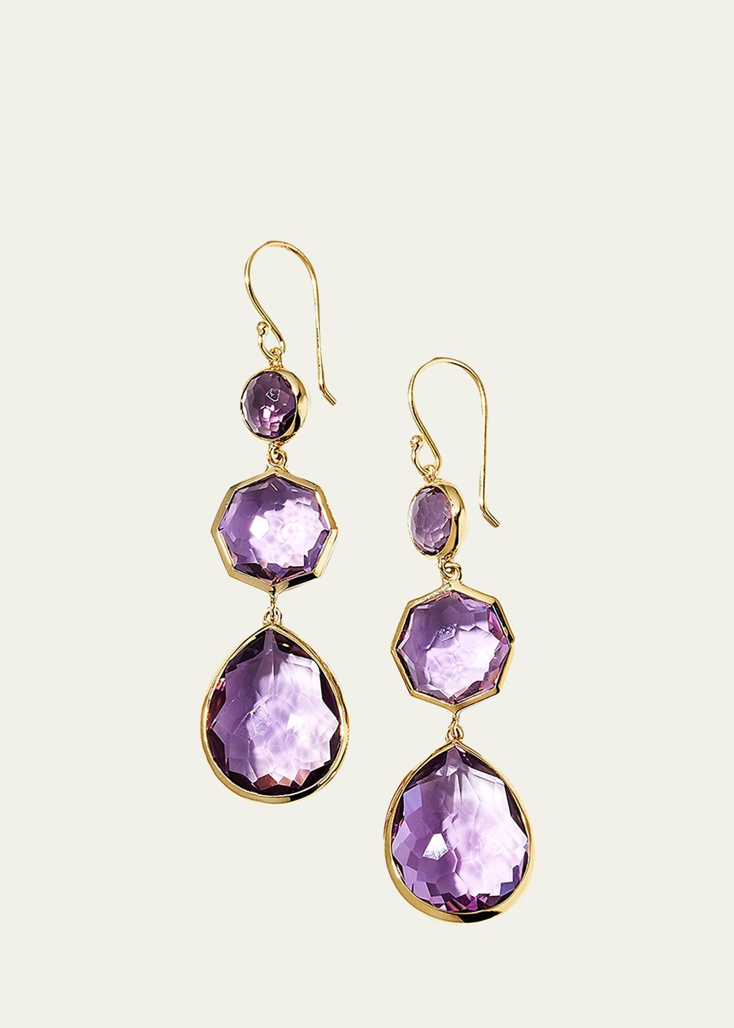 Womens Rock Candy Small Crazy 8S 18K Green Gold & Amethyst Drop Earrings Product Image