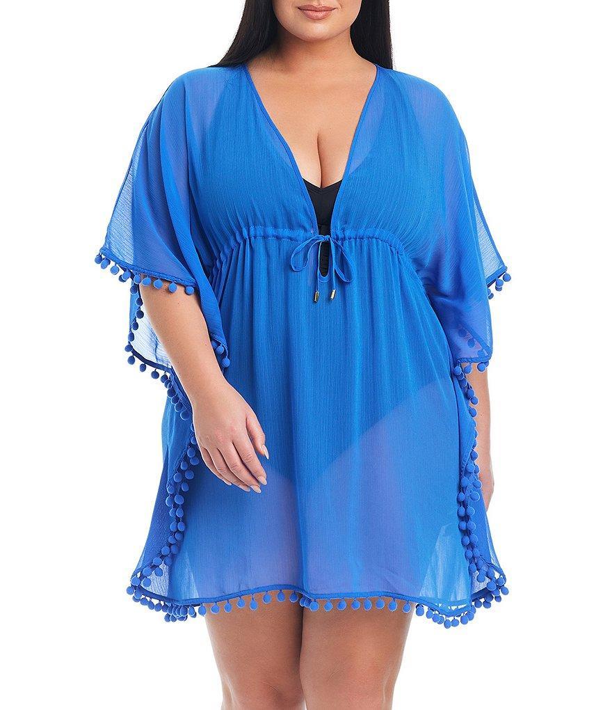 Bleu Rod Beattie Plus Size Gypset Chiffon Plunging V-Neck Caftan Swim Cover-Up Product Image