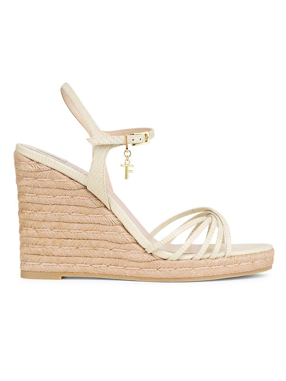 Womens 85MM Lizard-Embossed Leather Wedge Sandals Product Image