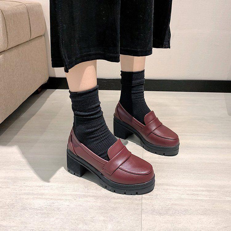 Plain Platform Chunky Heel Loafers Product Image