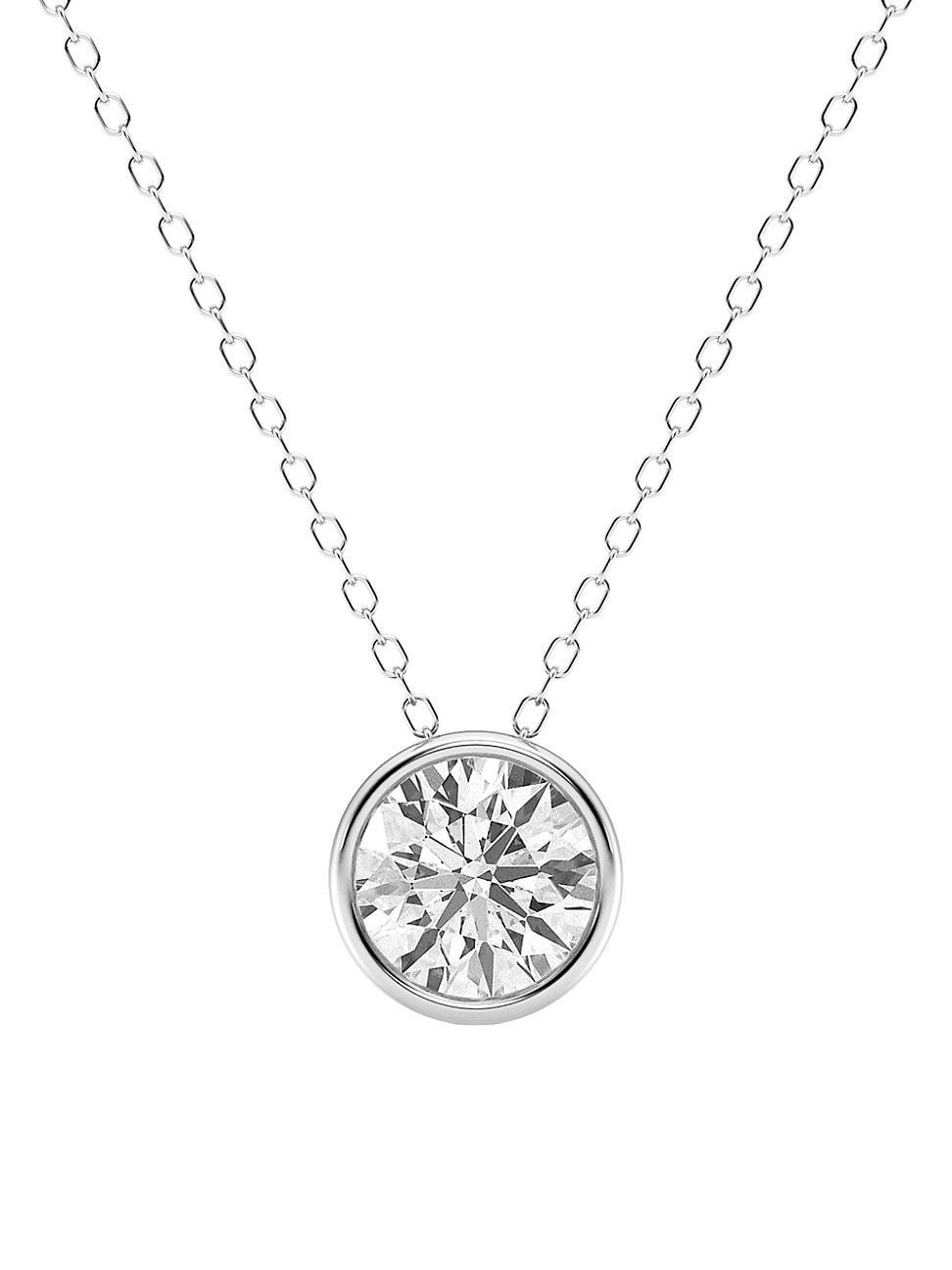 Womens 14K White Gold & 1.5 TCW Round Lab-Grown Diamond Pendant Necklace Product Image