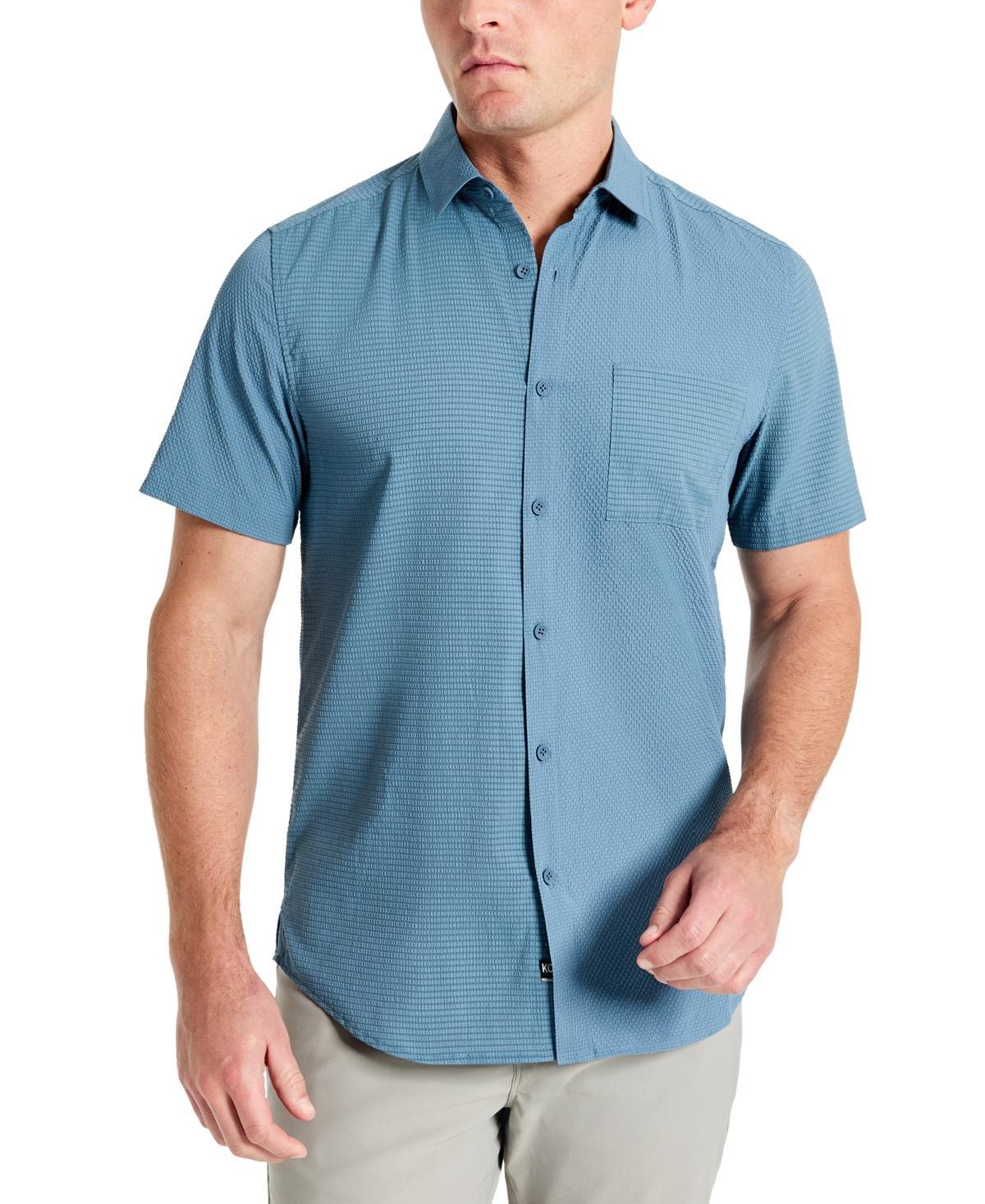 Kenneth Cole Mens Slim Fit Short-Sleeve Mixed Media Sport Shirt Product Image