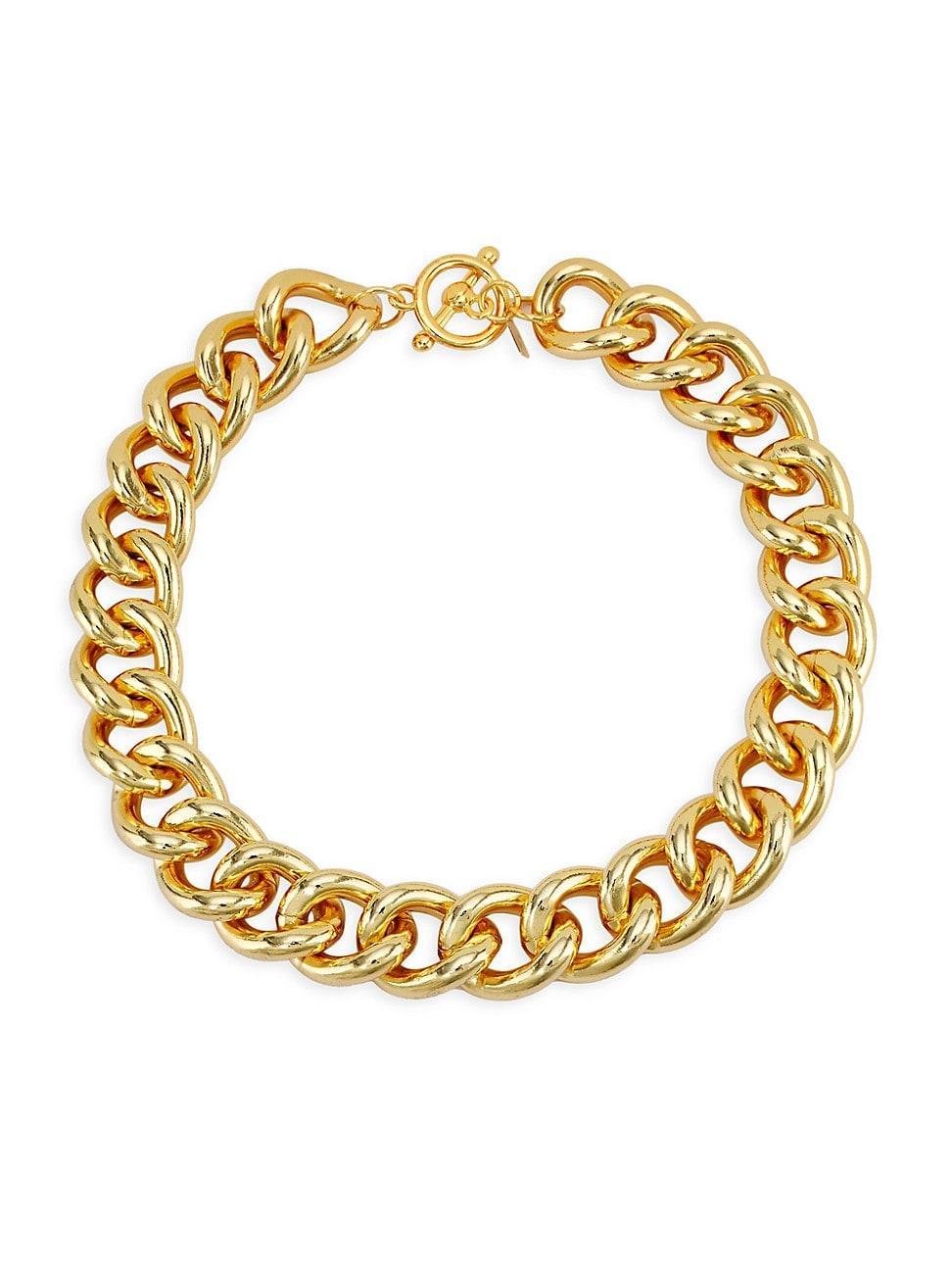 Womens 20K-Gold-Plated Chunky Curb-Chain Necklace Product Image