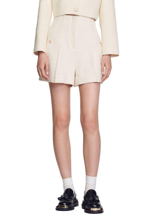 sandro Cadaques High Waist Pleated Tweed Shorts Product Image