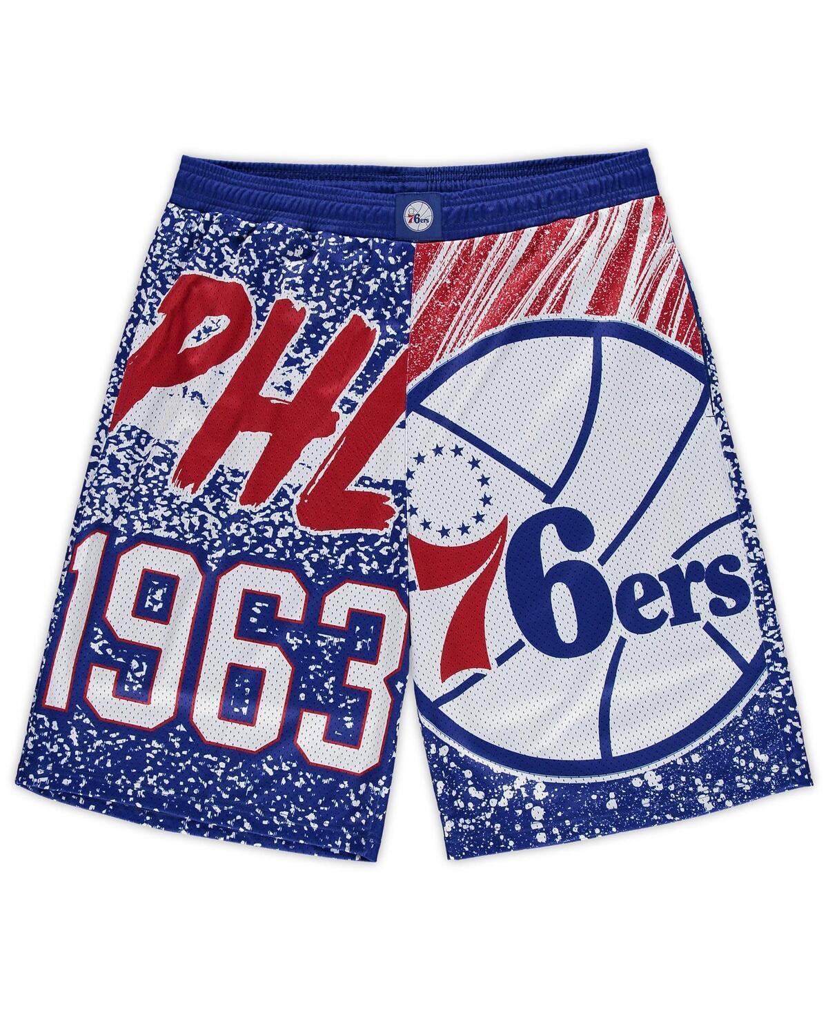 Mens Mitchell & Ness Royal Philadelphia 76ers Big & Tall Hardwood Classics Jumbotron Shorts Product Image