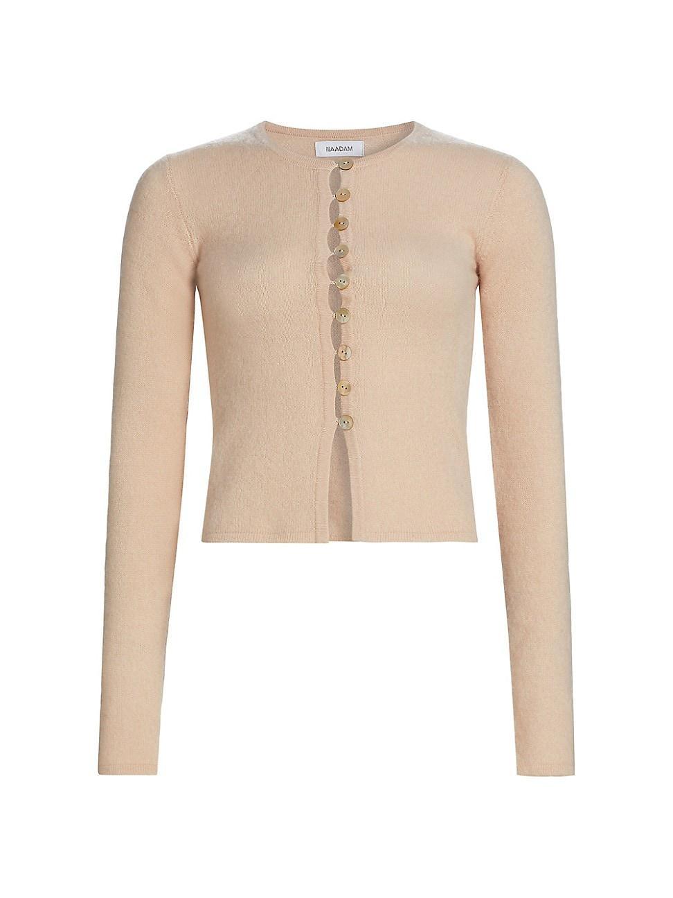 Womens Cashmere Shell Button Fitted Cardigan Product Image