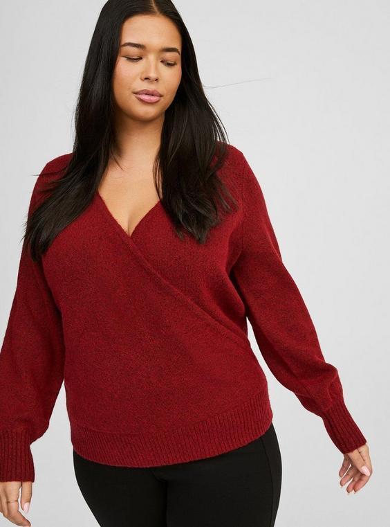 Vegan Cashmere Pullover Surplice Sweater Product Image