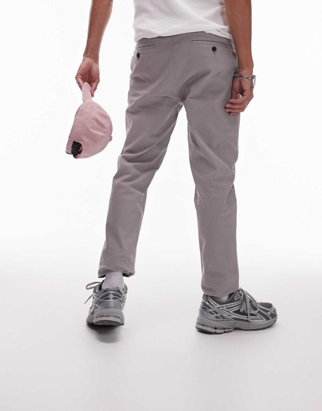 Topman slim chino pants in gray Product Image