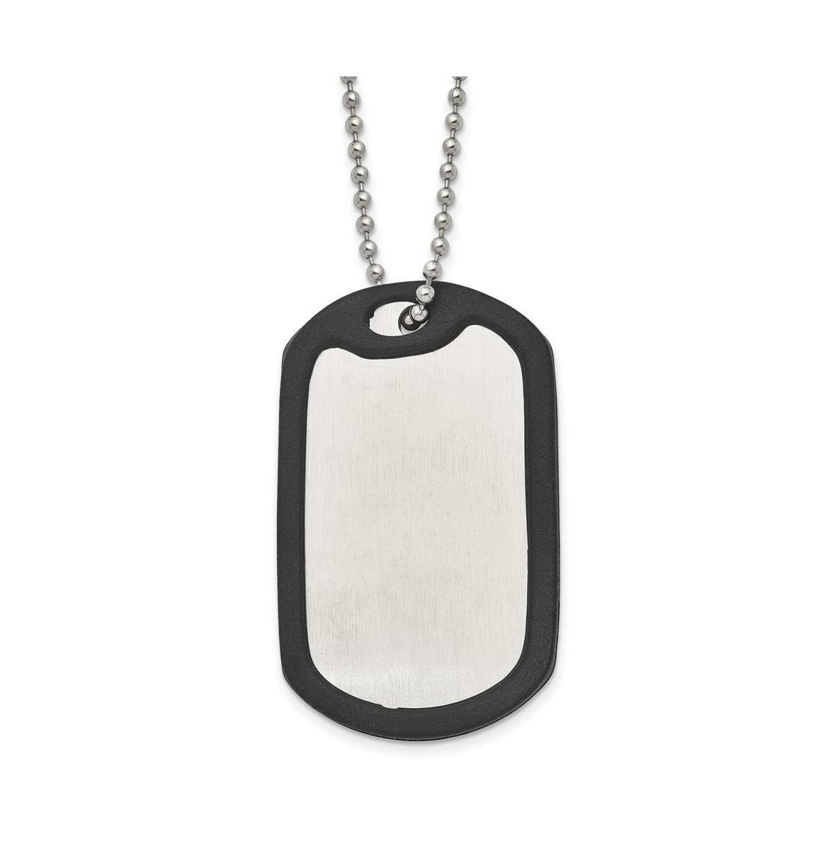 Mens Brushed Stainless Steel Dog Tag Necklace Product Image