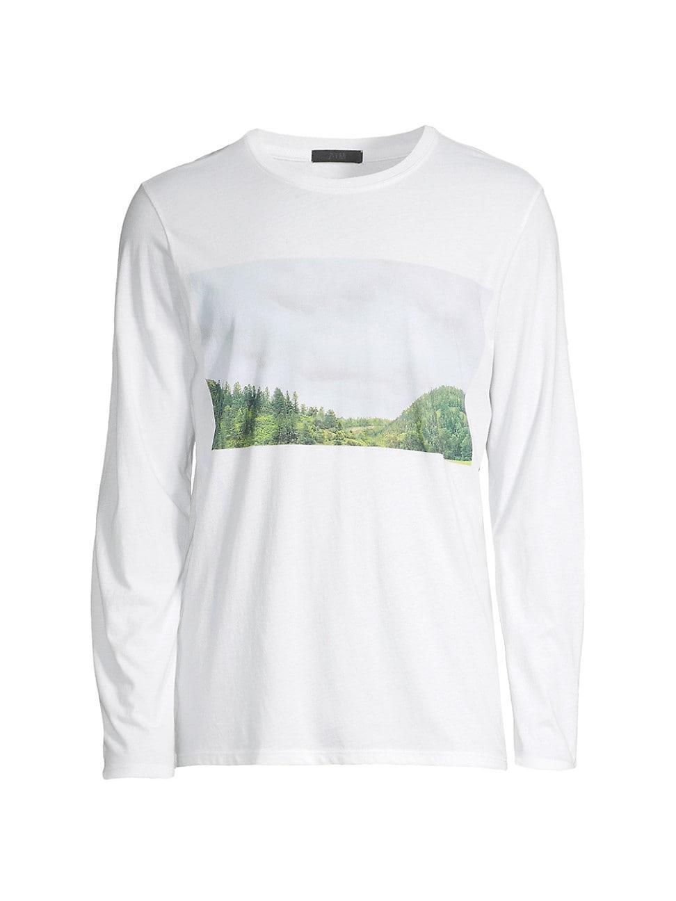 Mens Printed Long-Sleeve Cotton Tee Product Image