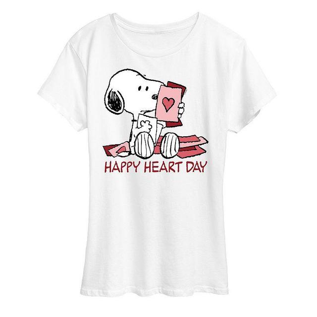 Womens Peanuts Snoopy Happy Heart Day Graphic Tee Product Image