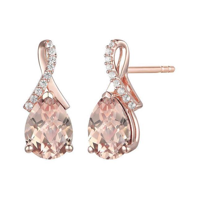 14k Rose Gold Flash-Plated Lab-Created Morganite Stud Earrings, Womens Product Image