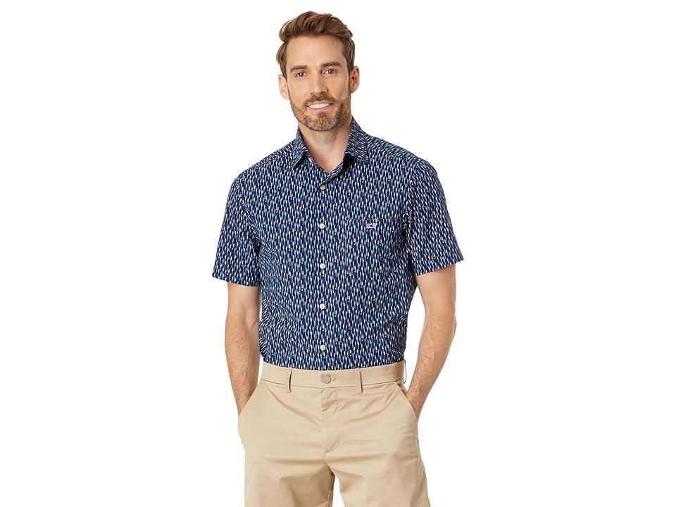 Vineyard Vines Firecracker Micro Short Sleeve Shirt (Deep Bay) Men's Clothing Product Image