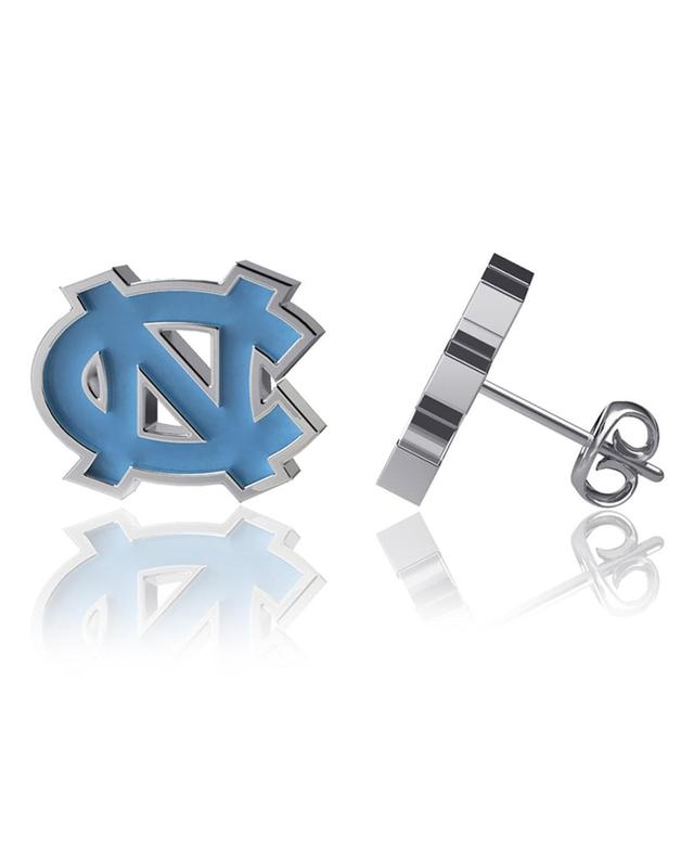 Womens Dayna Designs North Carolina Tar Heels Silver-Tone Enamel Post Earrings Product Image