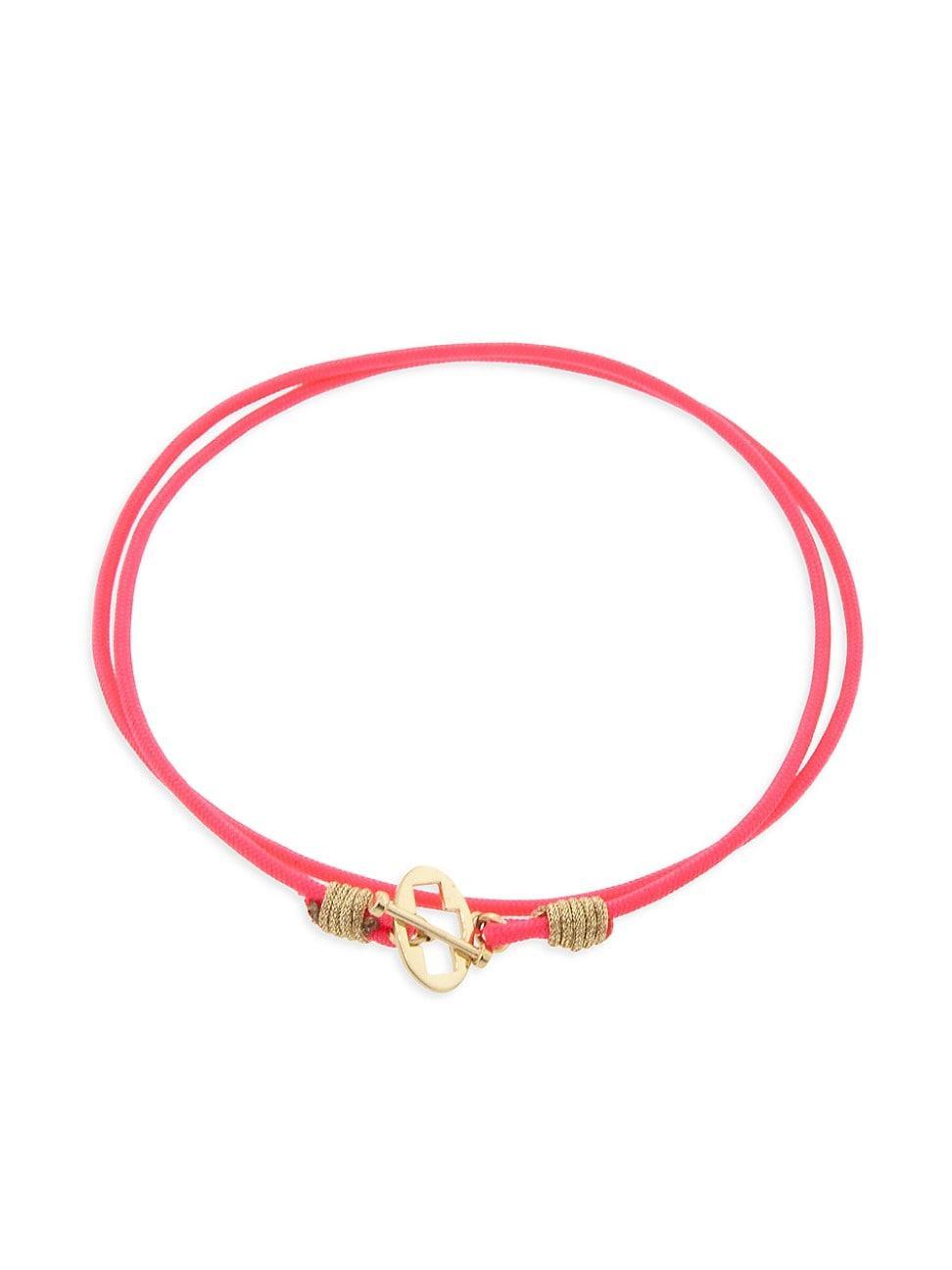 Mens 14K Yellow Gold & Braided Cord Bracelet Product Image