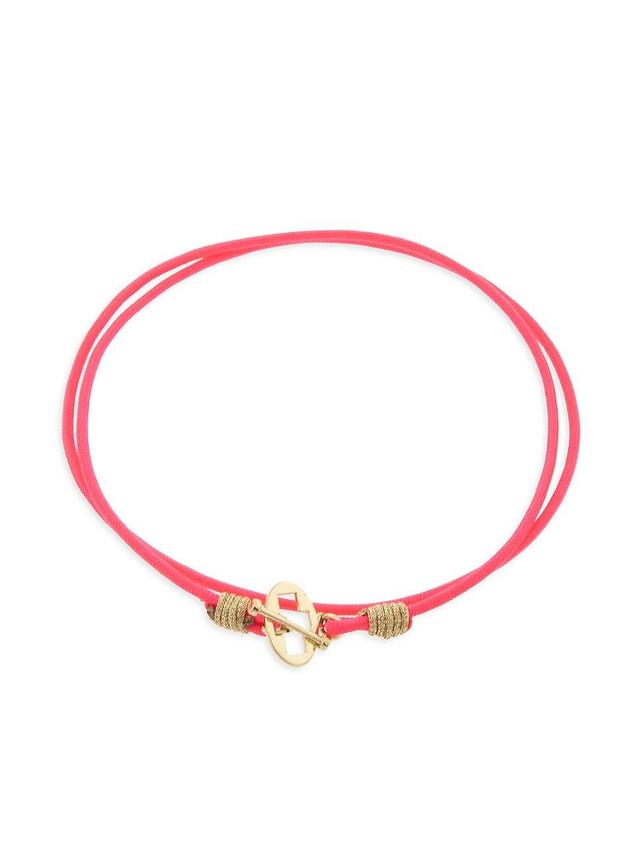 Mens 14K Yellow Gold & Braided Cord Bracelet Product Image