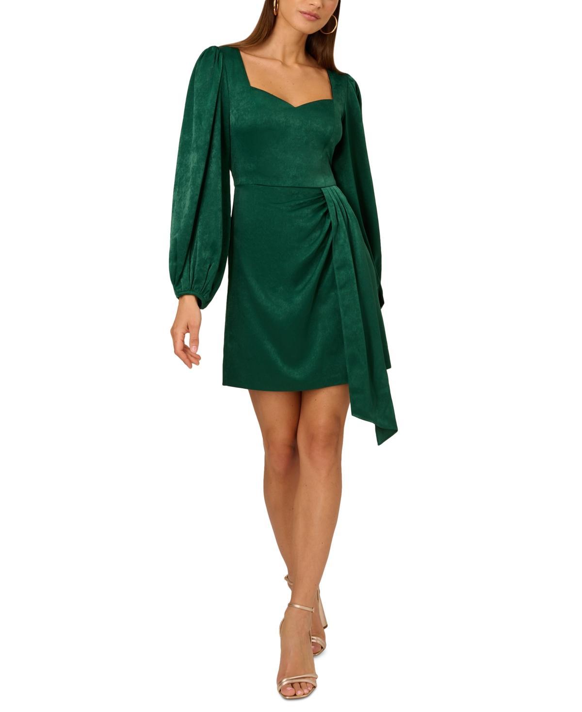 Adrianna Papell Short Satin Dress (Dark Ivy) Women's Dress product image