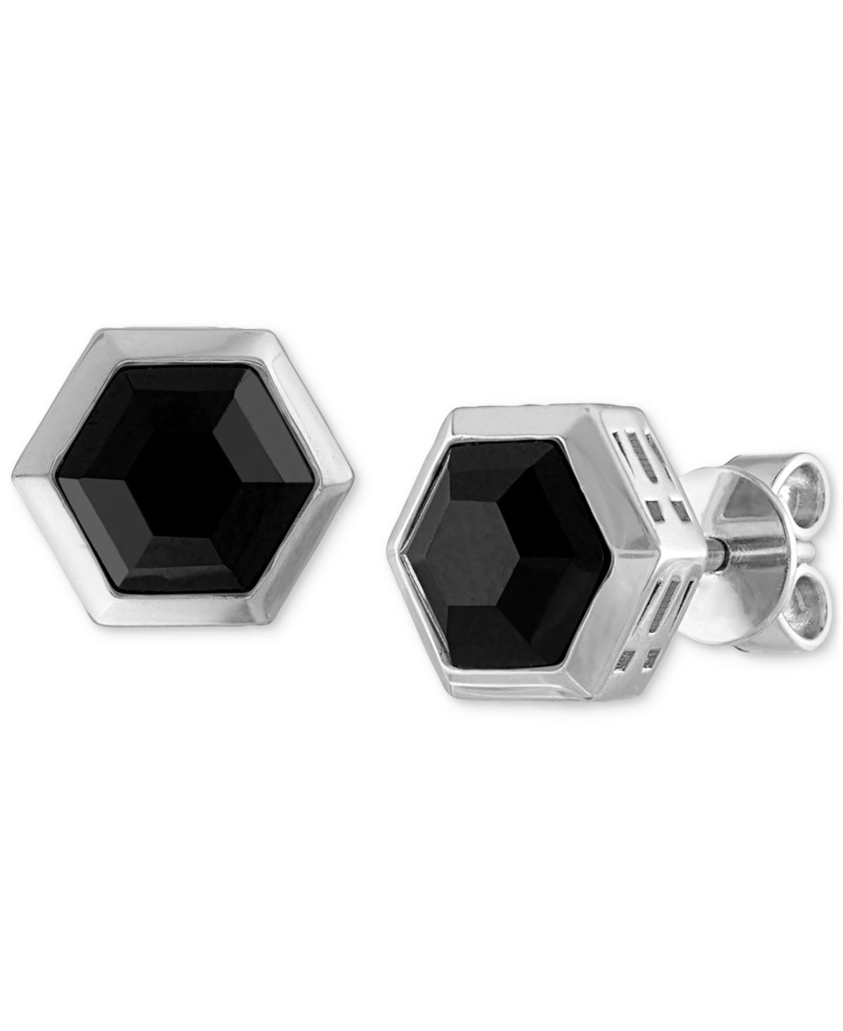 Bulova Mens Icon Black Spinel (1/10 ct. t.w.) Stud Earrings in Sterling Silver Product Image