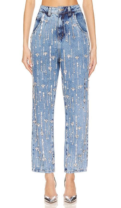 Rhinestone Beaded Jeans Product Image