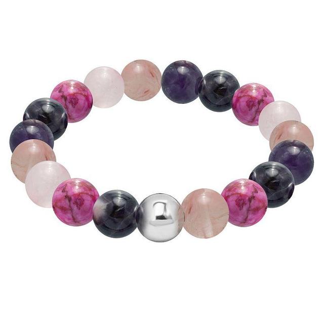 Aleure Precioso Multi Gemstone & Sterling Silver Bead Stretch Bracelet, Womens Silver Tone Team Product Image