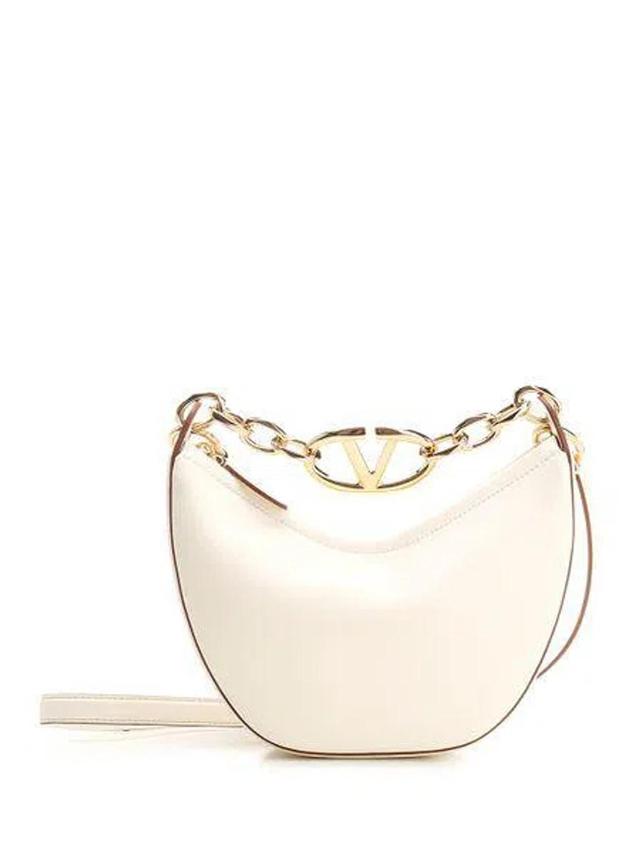 VALENTINO GARAVANI Stylish Mini Ivory Hobo Handbag With Signature Logo Detail In White Product Image