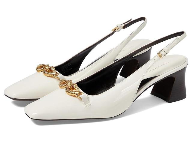 Tory Burch 55 mm Jessa Slingback (Light Cream/Gold) Women's Shoes Product Image