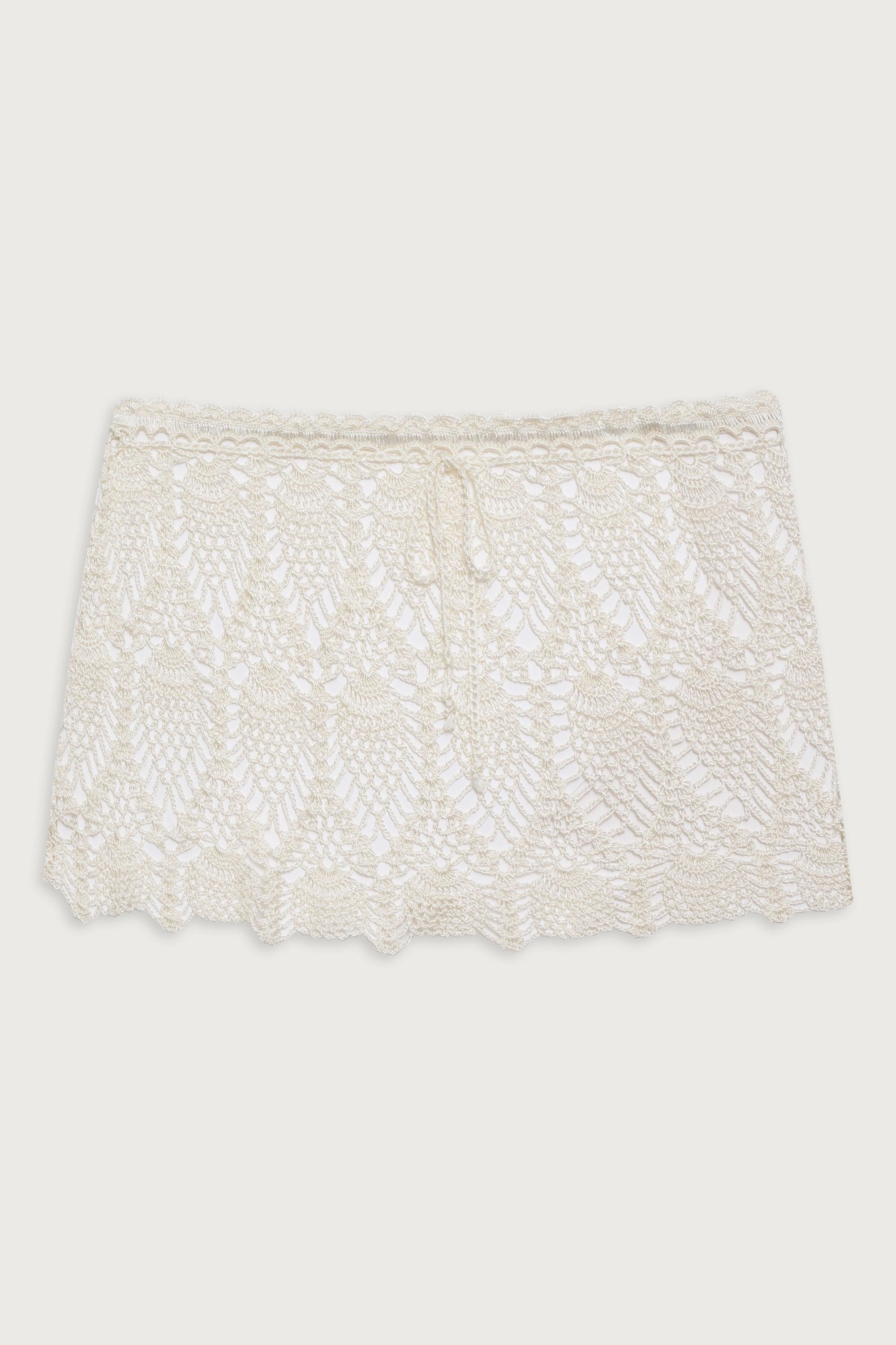 Capri Crochet Mini Skirt - White Product Image