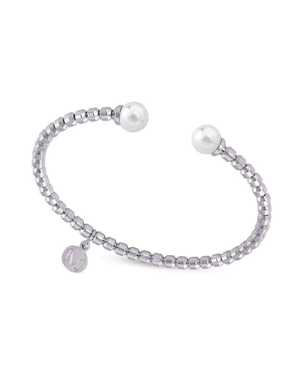 Womens Carmen Faux White Pearl Flexible Steel Bracelet Product Image