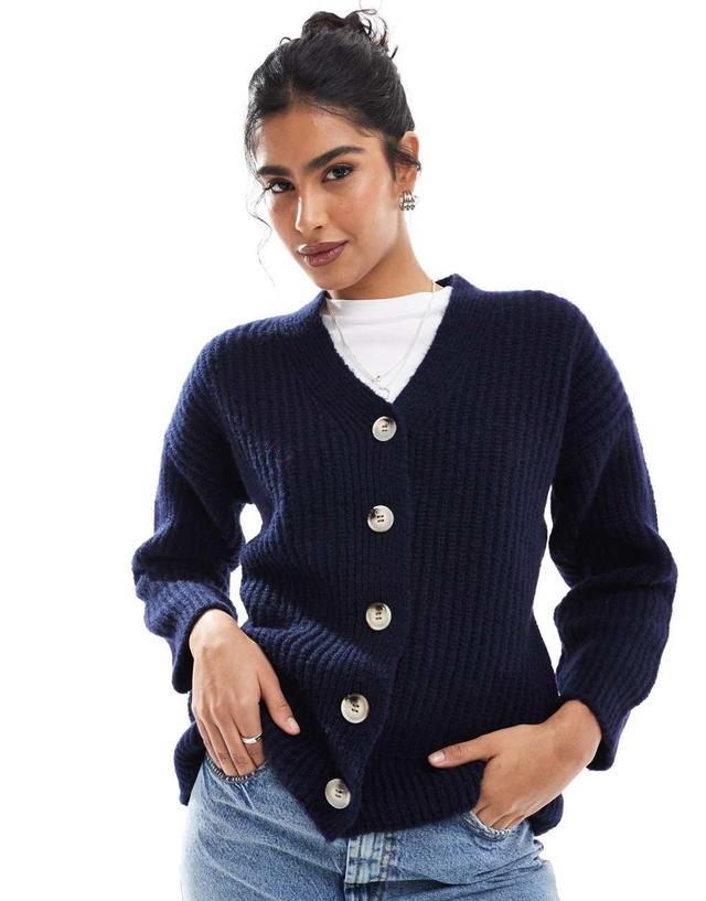 ASOS DESIGN chunky oversized cardigan in navy Product Image