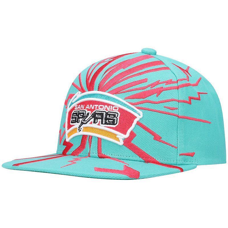 Mens Mitchell & Ness Teal San Antonio Spurs Hardwood Classics Earthquake Snapback Hat Product Image