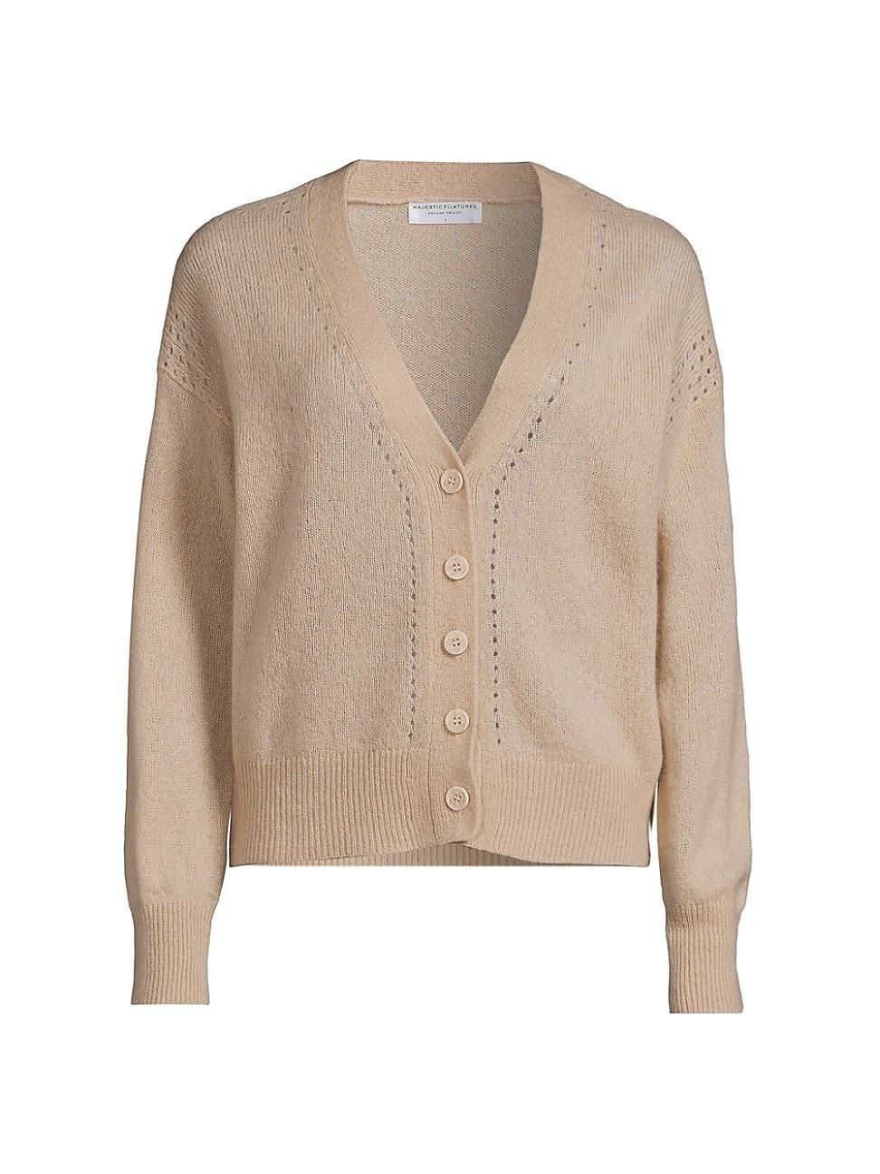 Womens Cashmere & Silk Pointelle Cardigan product image