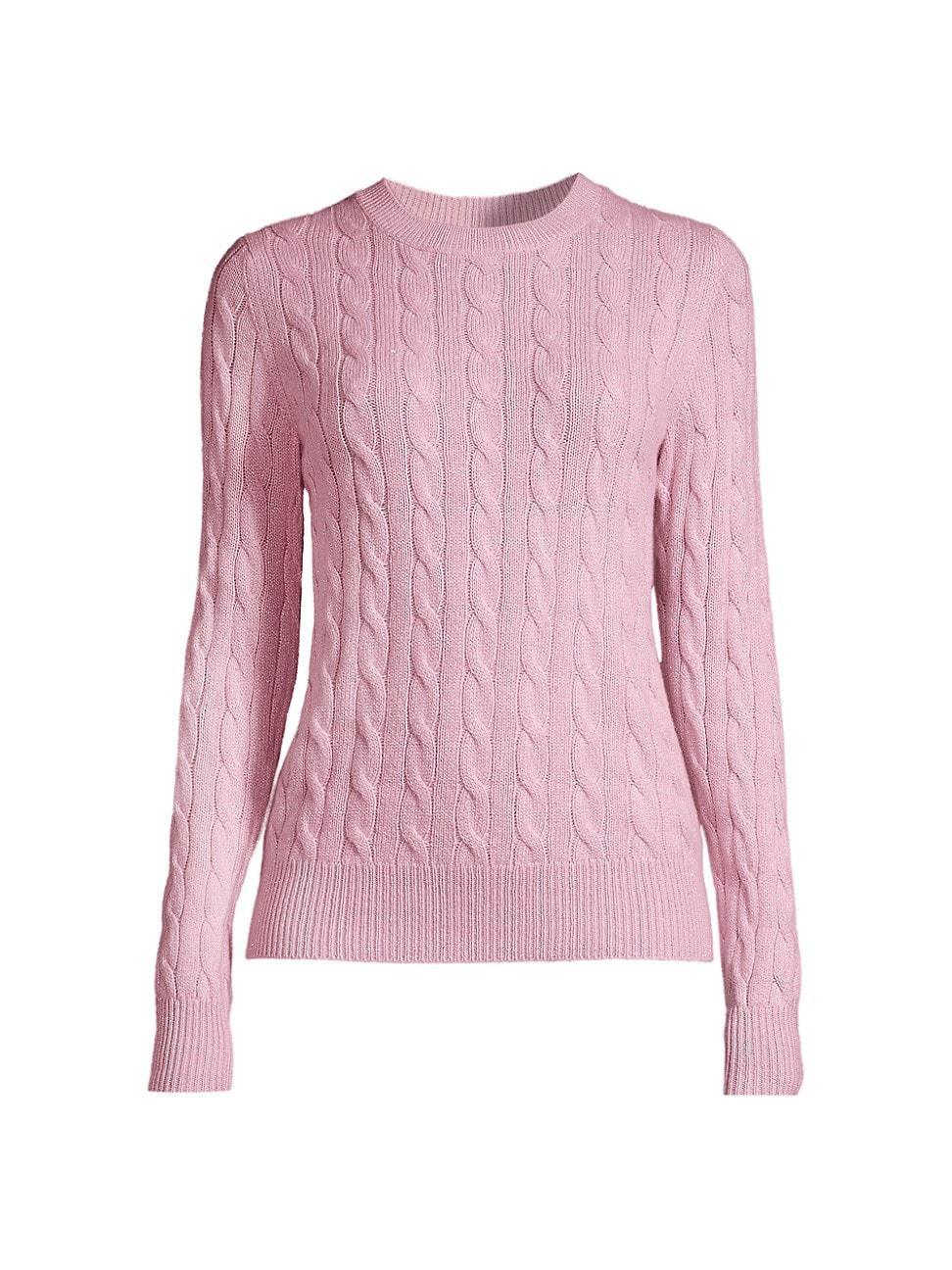 Womens Cashmere Cable-Knit Crewneck Sweater product image