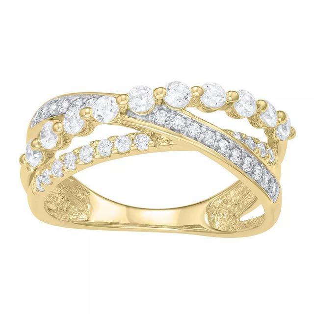 10k Gold 3/4 Carat T.W. Diamond Crossover Ring, Womens Product Image