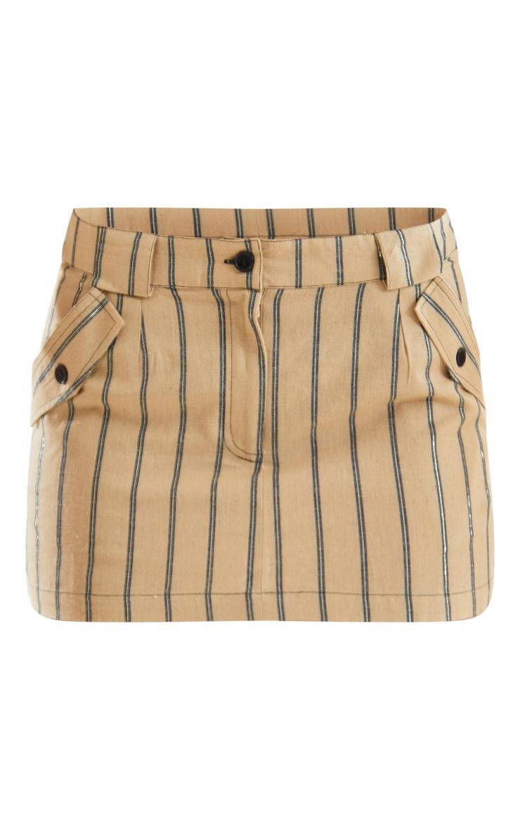 Stone Striped Cotton Micro Mini Cargo Skirt Product Image