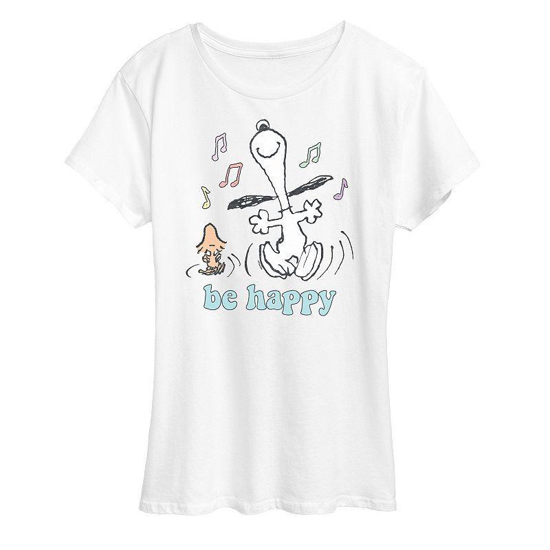 Womens Peanuts Be Happy Graphic Tee, Girls Product Image