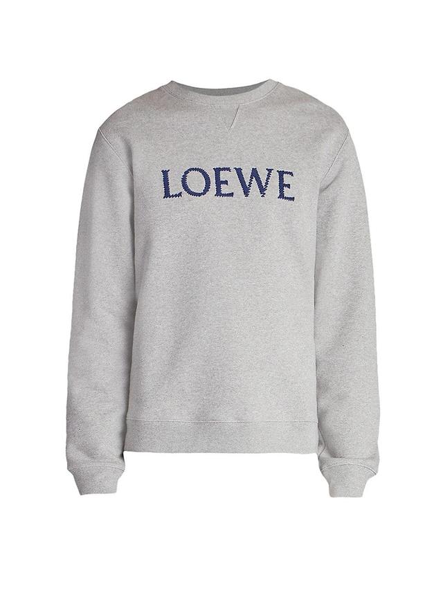 Mens Embroidered Cotton Crewneck Sweatshirt Product Image